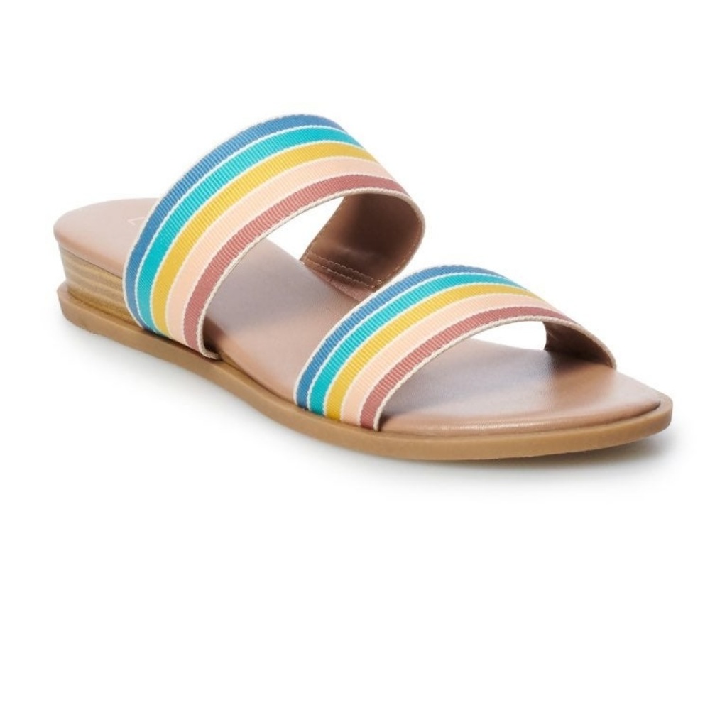 LC Lauren Conrad Mint Slide Rainbow Sandals NIB 7 - Picture 2 of 2